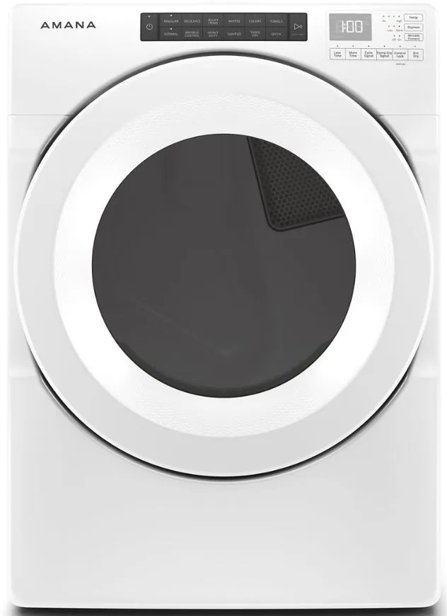Front view of the Amana NED5800HW dryer 