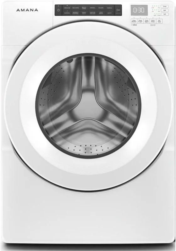 Front view of the Amana NFW5800HW front load washer 