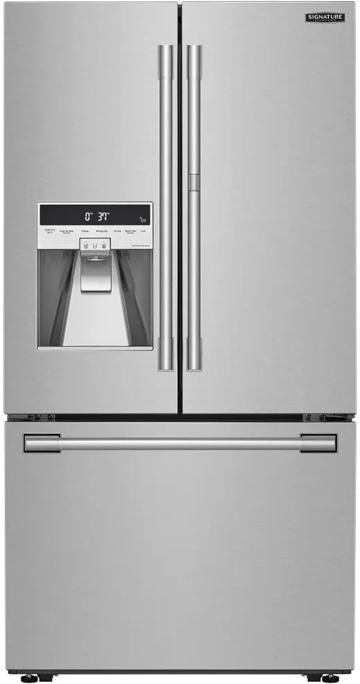 Front view of Signature Kitchen Suite SKSFD3613S French door refrigerator 