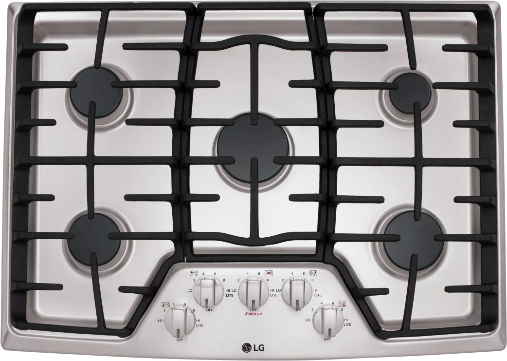 Overhead look at an LG 30" gas cooktop