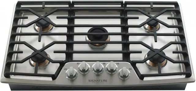 Front view of Signature Kitchen Suite UPCG3654ST  gas cooktop 
