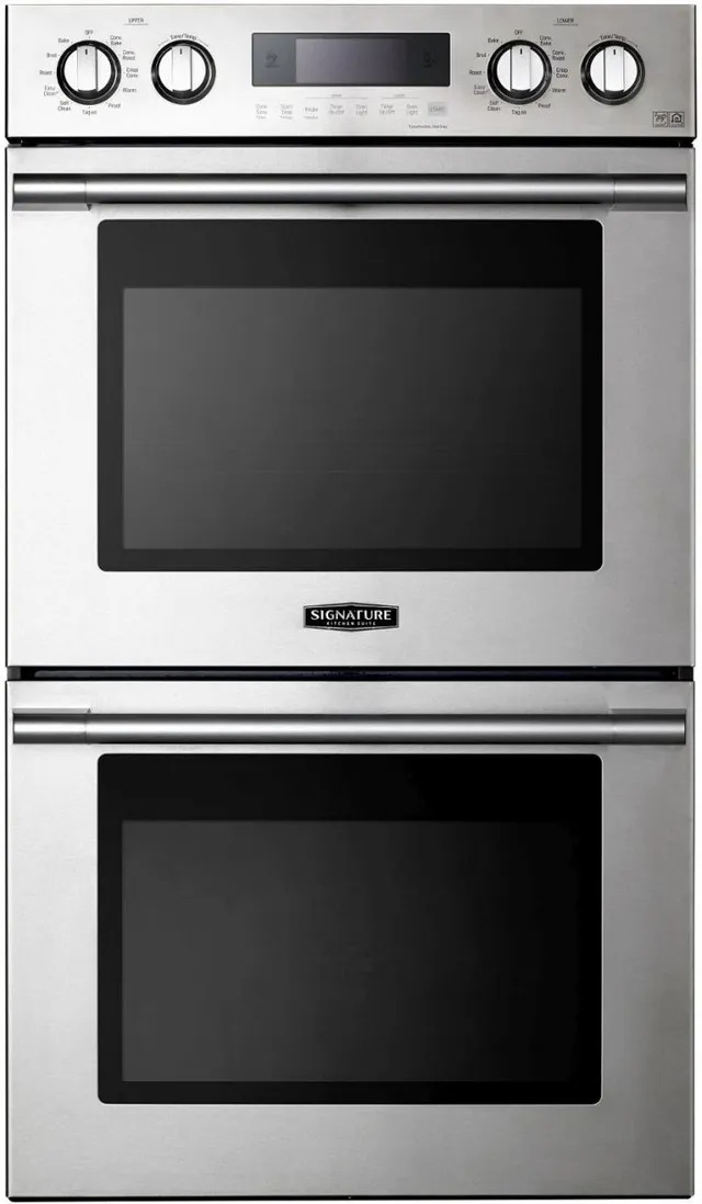 Front view of Signature Kitchen Suite UPWD3034ST double wall oven 