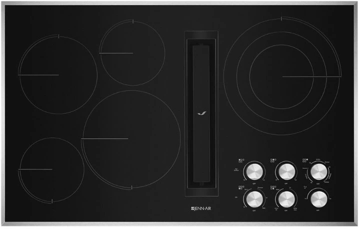Overhead view of the JennAir JED3536GS 36” electric cooktop 