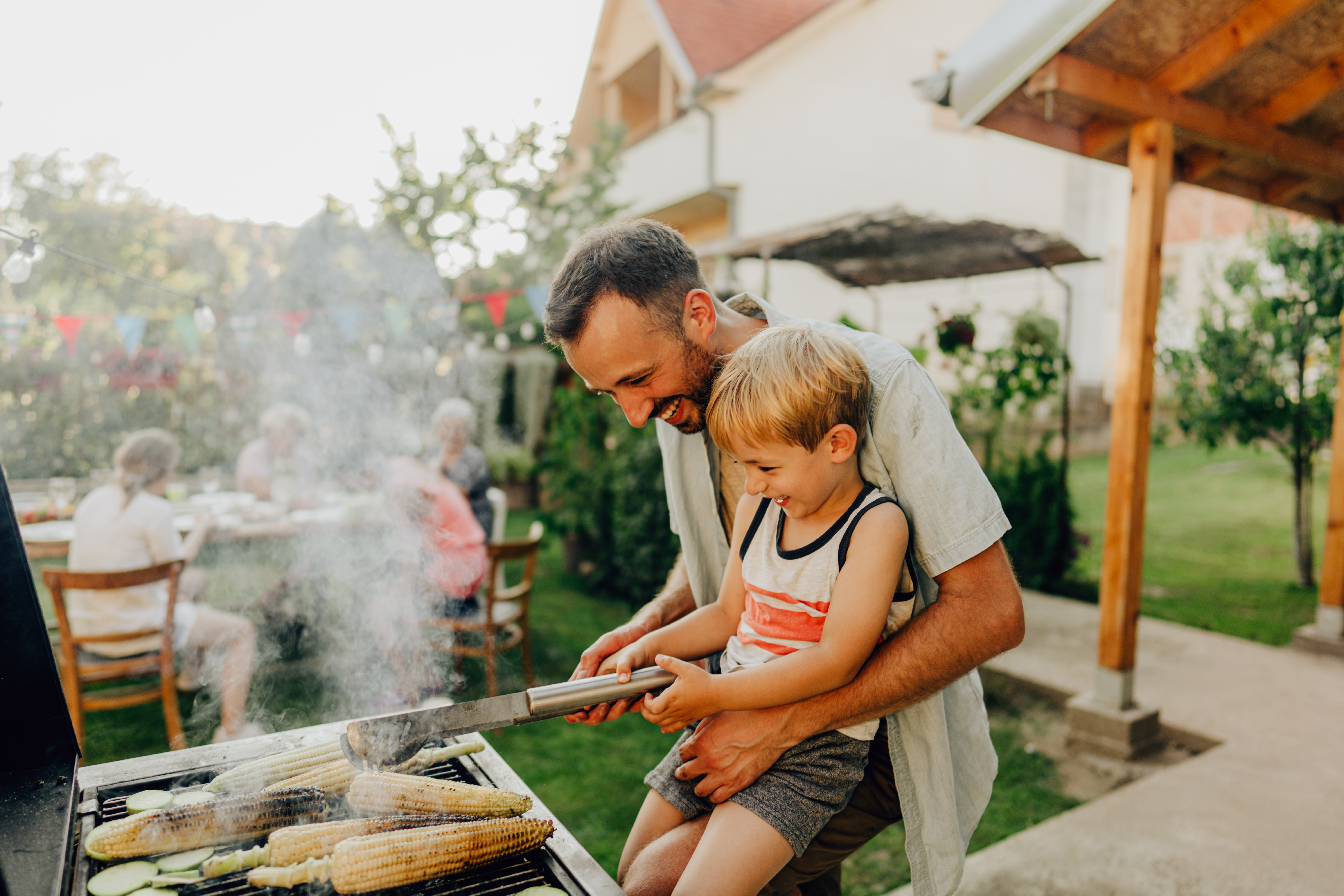 Barbecue party in a backyard