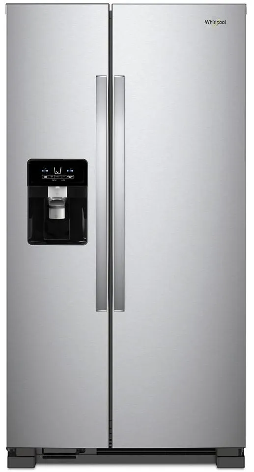 Front view of the Whirlpool WRS325SDHZ side by side refrigerator 