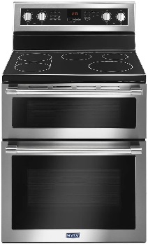 Front view of the Maytag MET8800FZ electric range 