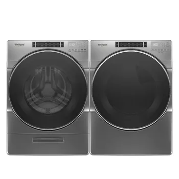 Front view of a Whirlpool WFW8620HC washer and WED8620HC dryer pair 