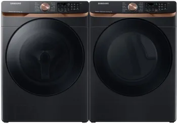 Front view of a Samsung WF50BG8300AV washer and DVE50BG8300V dryer pair 