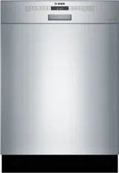 Front view of the Bosch SHE53B75UC dishwasher