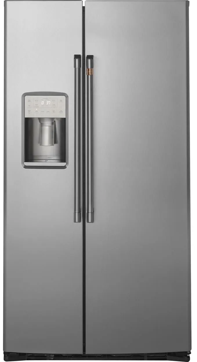 Front view of the Café CZS22MP2NS1 side by side refrigerator 