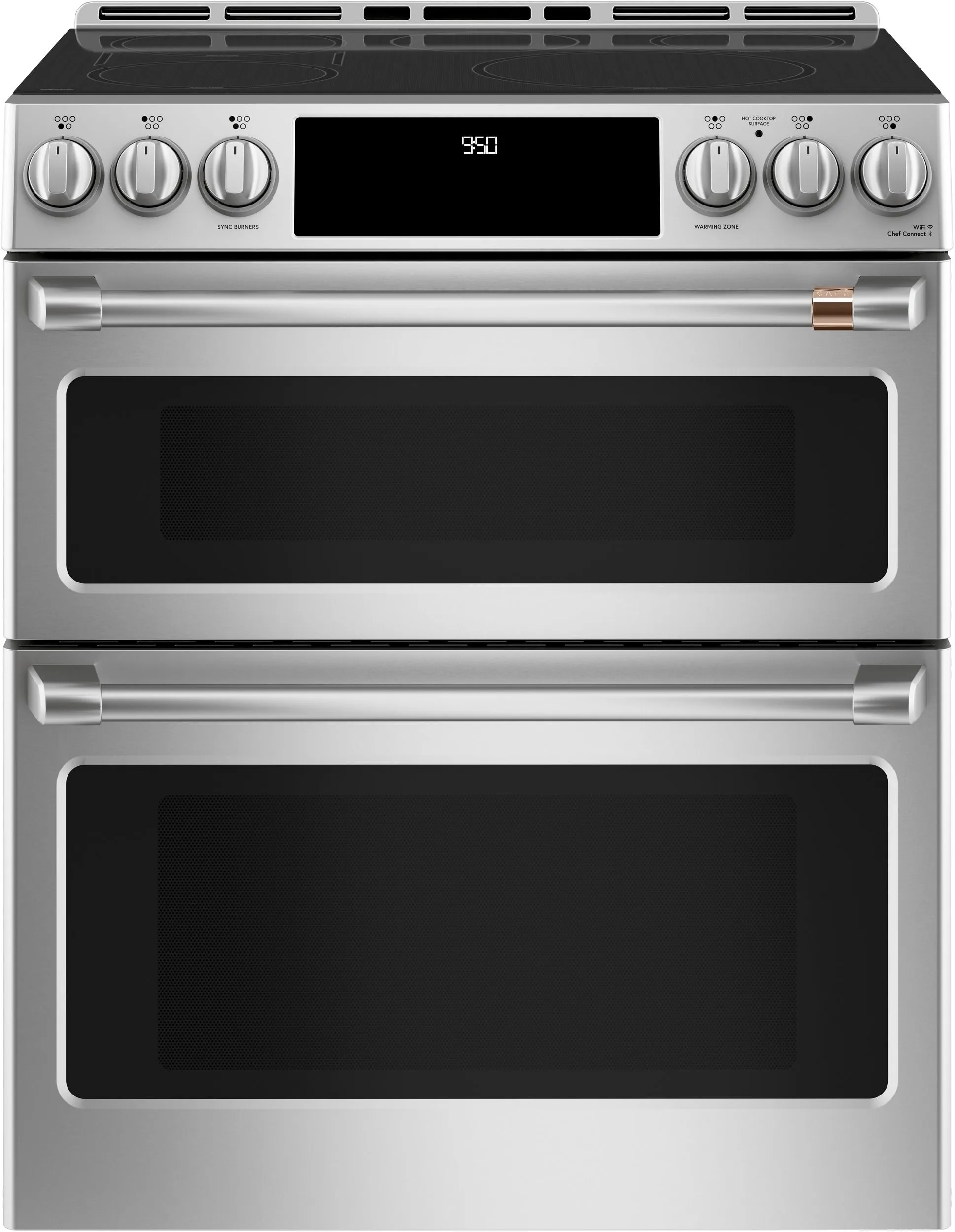 Front view of the Café CHS950P2MS1 induction range 