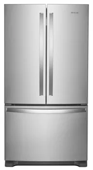 Front view of the Whirlpool WRF540CWHZ French door refrigerator 