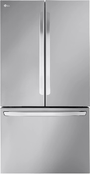 Front view of the LG LRFLC2706S French door refrigerator 
