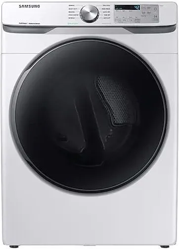 Front view of the Samsung DVE45R6100W electric dryer 