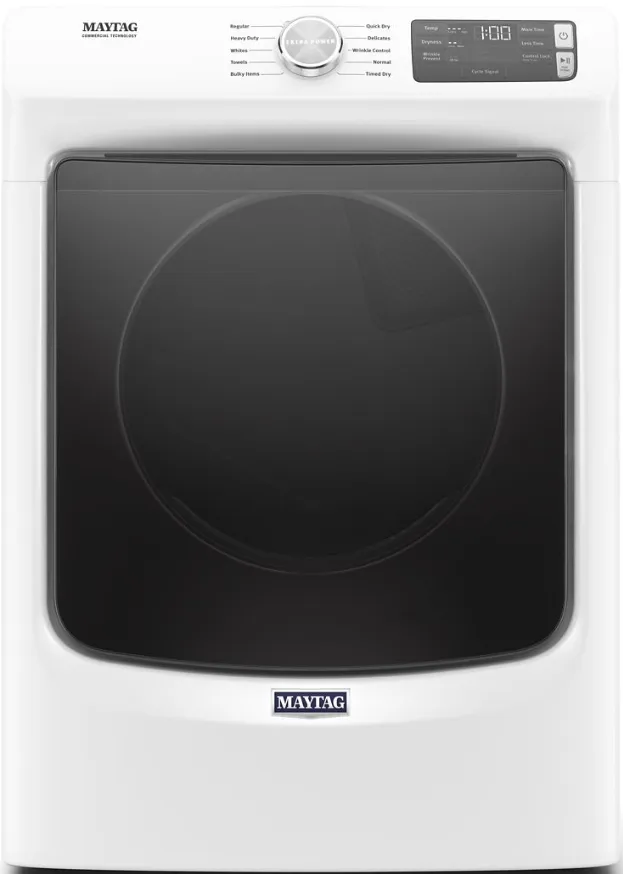 Front view of the Maytag MED5630HW electric dryer 