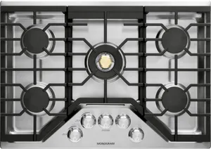 Overhead view of the Monogram ZGU30RSLSS cooktop 