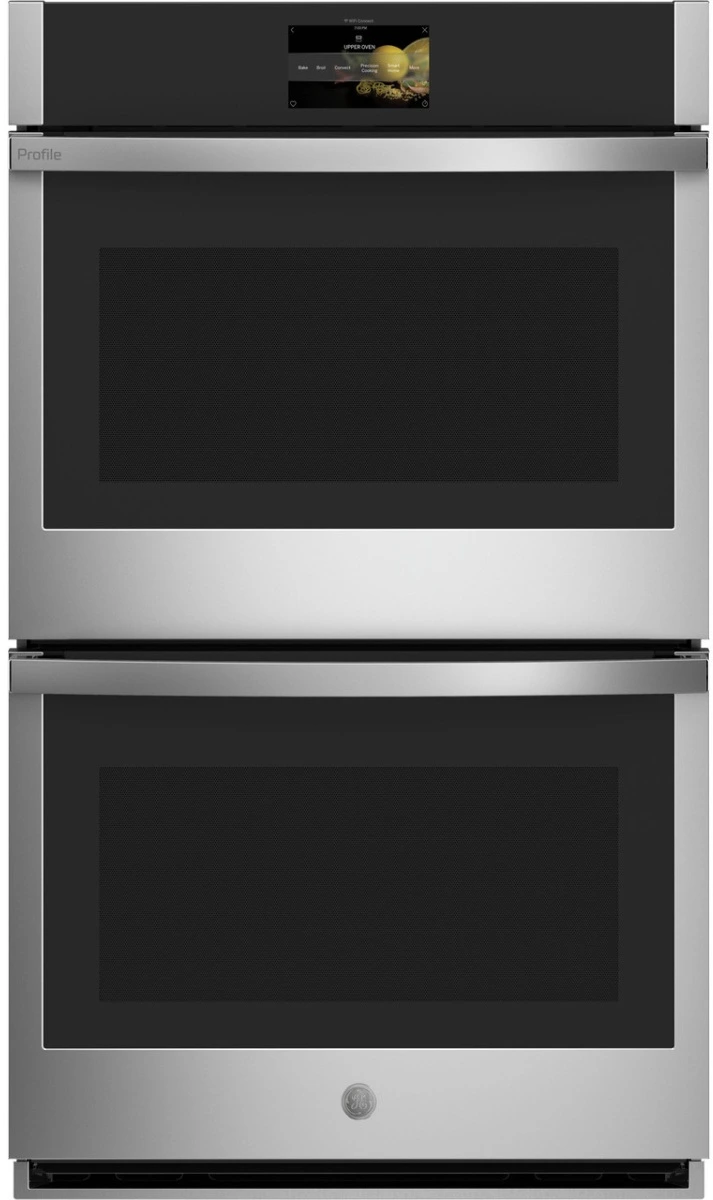 Front view of the GE Profile PTD7000SNSS 30” double wall oven 