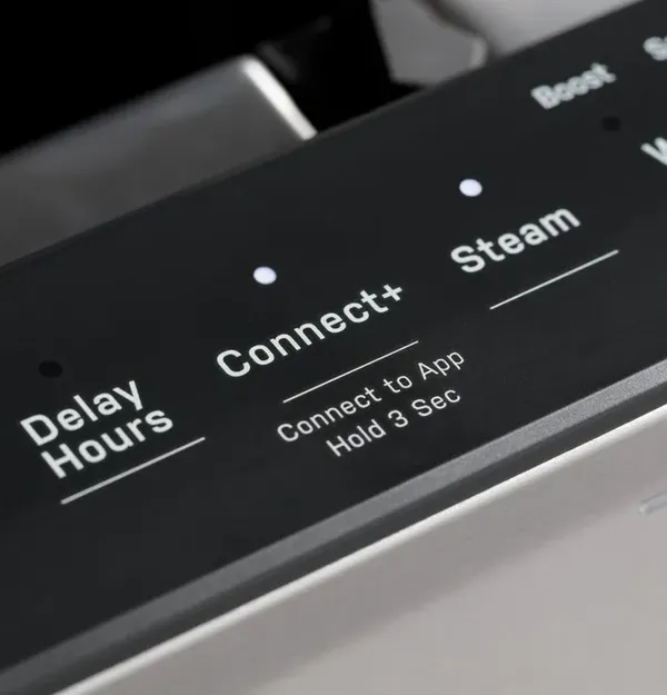 A close-up look at the buttons on a GE Profile dishwasher 