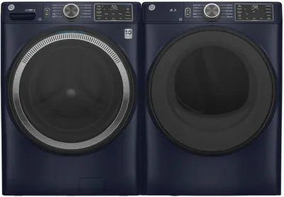 Front view of the GE GFW550SPRRS washer and GE GFD55GSPRRS dryer