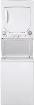 Front view of the GE GUD24GSSMWW Spacemaker washer and dryer 