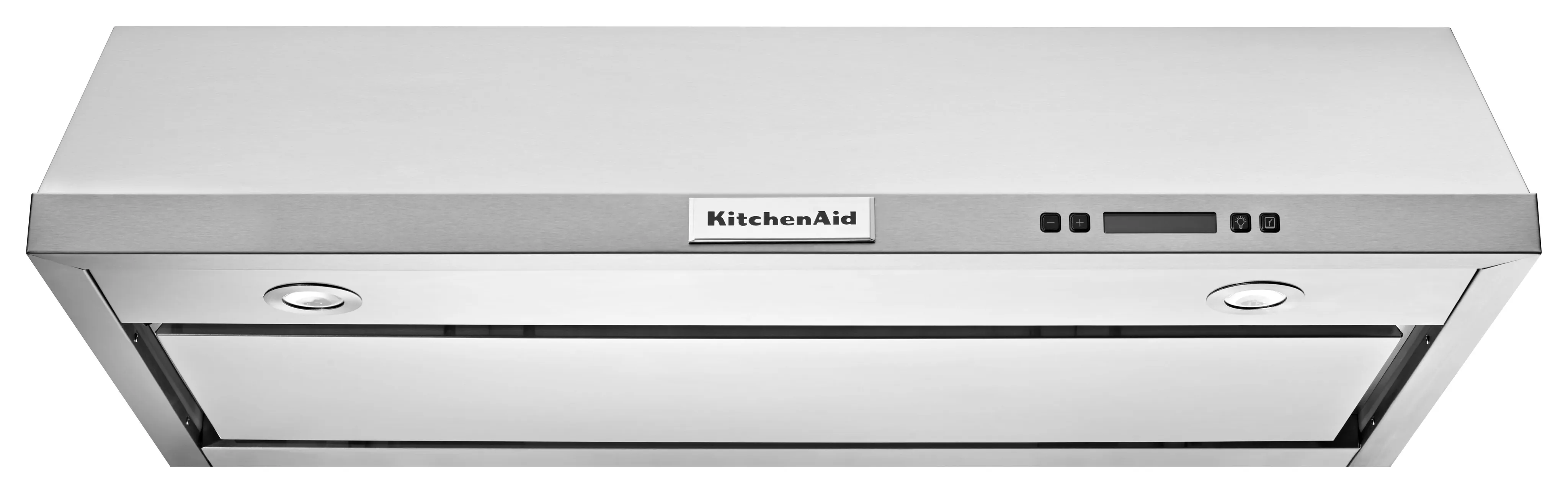 Front view of the KitchenAid KVUB606DSS under-cabinet range hood 