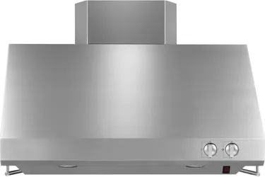 Front view of the Monogram ZV36SSJSS range hood 