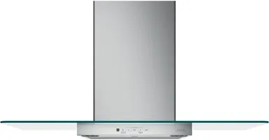 Front view of the Cafe CVW73612MSS range hood 