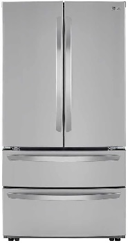 Front view of the LG LMWS27626S French door refrigerator 