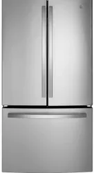 Front view of the GE GNE27JYMFS French door refrigerator