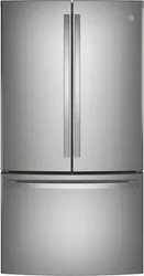 Front view of the GE GNE29GYNFS French door refrigerator