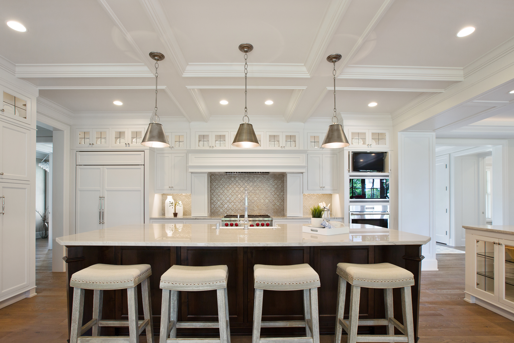 modern kitchen landscape with kitchen island
