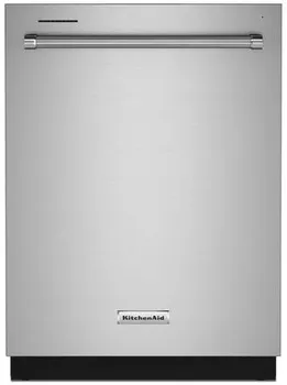 Front view of the KitchenAid KDTM404KPS dishwasher 