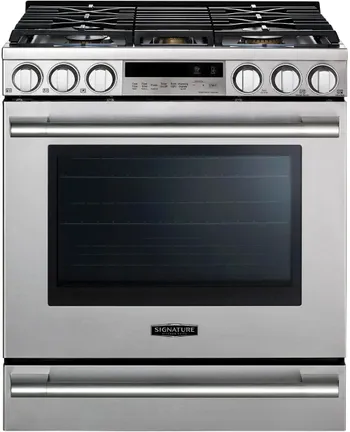 Front view of the Signature Kitchen Suite UPSG3014ST-C070923 gas range 