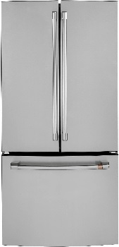 Front view of the Café CWE19SP2NS1 French door refrigerator 
