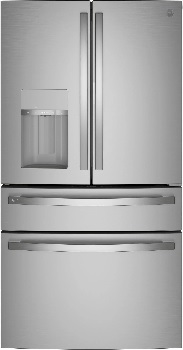 Front view of the GE Profile PVD28BYNFS French door refrigerator 