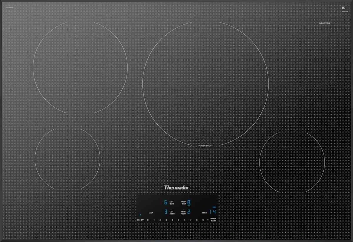 Overhead view of a Thermador 30” induction cooktop 