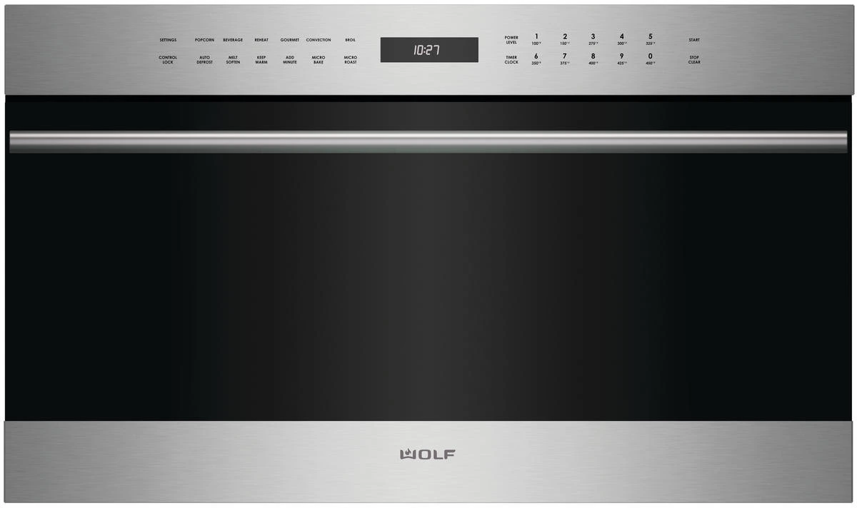 Front view of the Wolf E Series SPO30TE/S/TH speed oven 