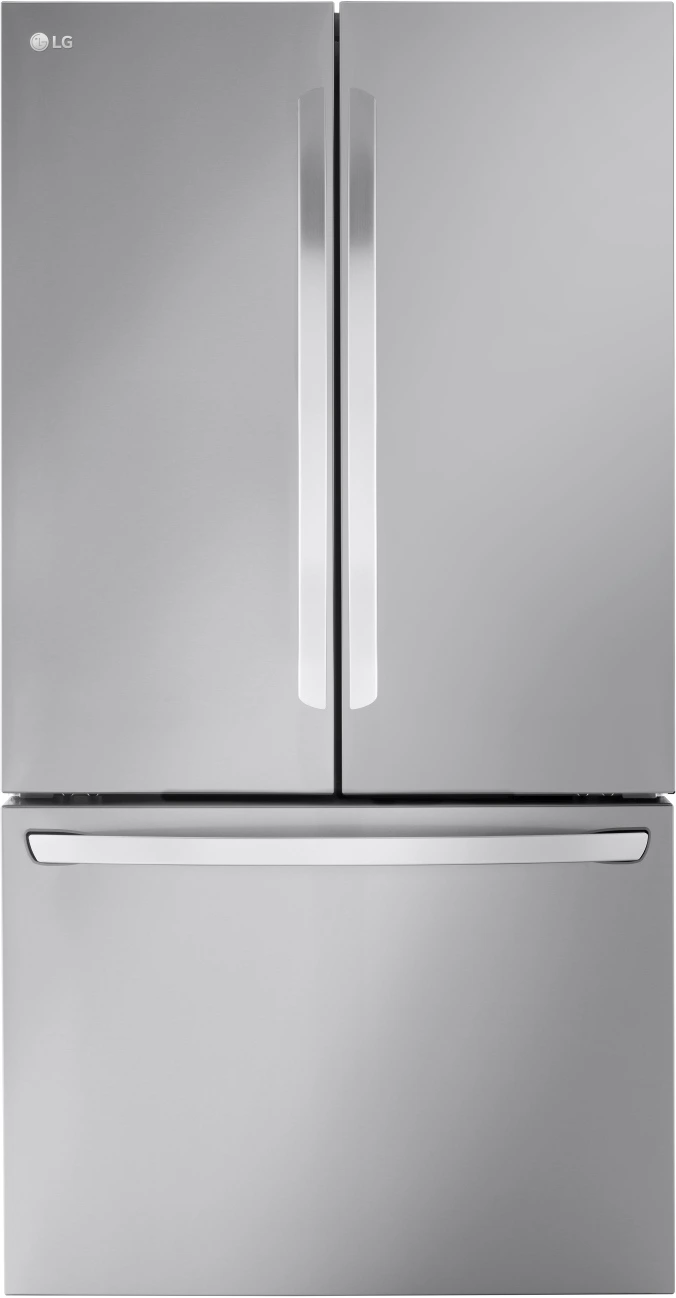 Front view of the LG LRFLC2706S counter-depth French door refrigerator 