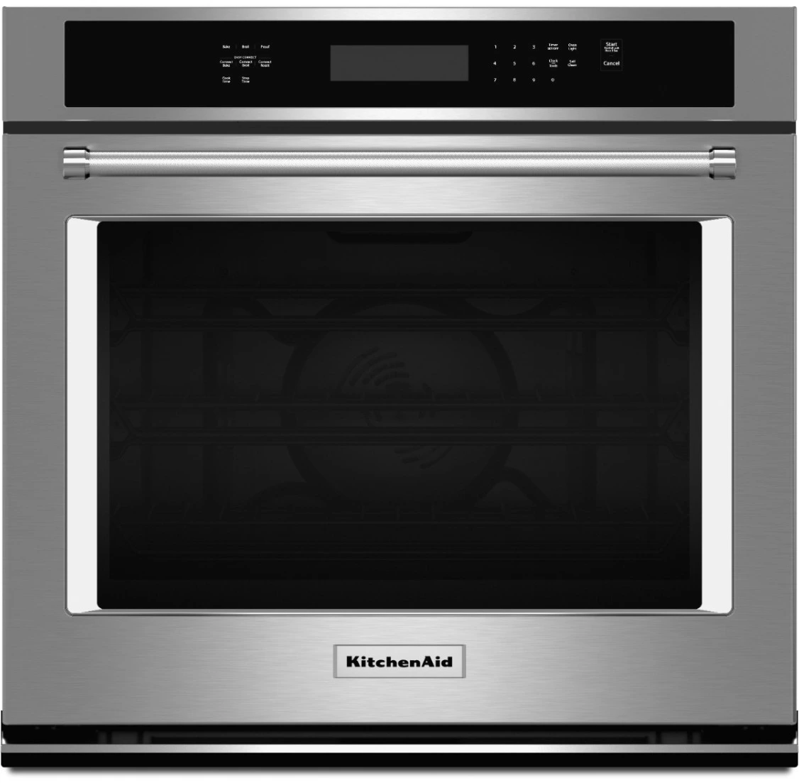Front view of the KitchenAid KOSE500ESS wall oven 