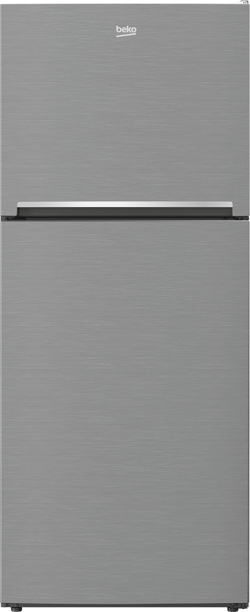Front view of the Beko BFTF2716SSIM top freezer refrigerator 