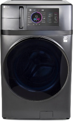 Front view of the GE Profile PFQ97HSPVDS UltraFast washer dryer combo 