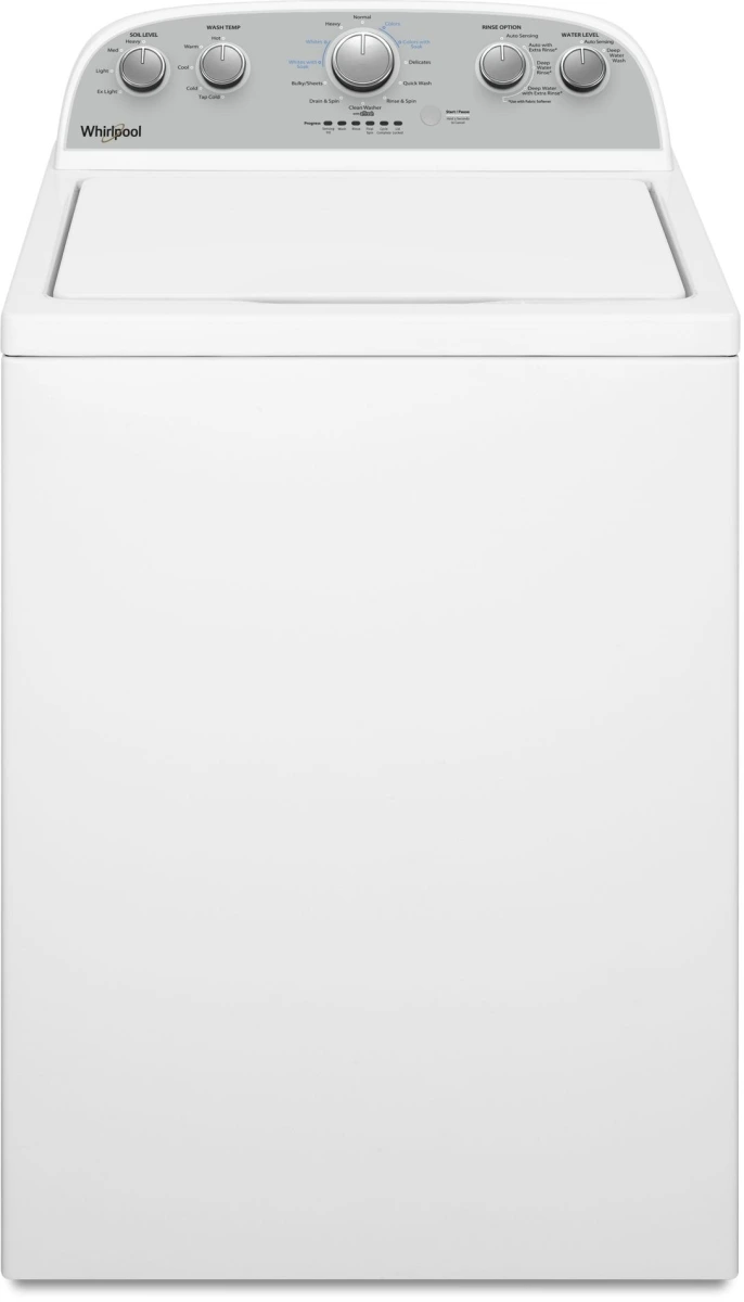 Front view of the Whirlpool WTW4950HW top load washer 