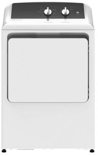 Front view of the GE GTX52EASPWB electric dryer 