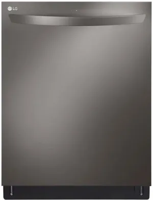 Front view of the LG LDTS5552D black stainless steel dishwasher