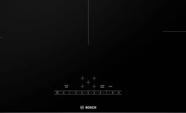 Overhead view of the Bosch 500 Series NIT5660UC 36” induction cooktop 