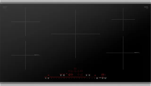 Overhead view of the Bosch 800 Series NIT8660SUC 36” induction cooktop 