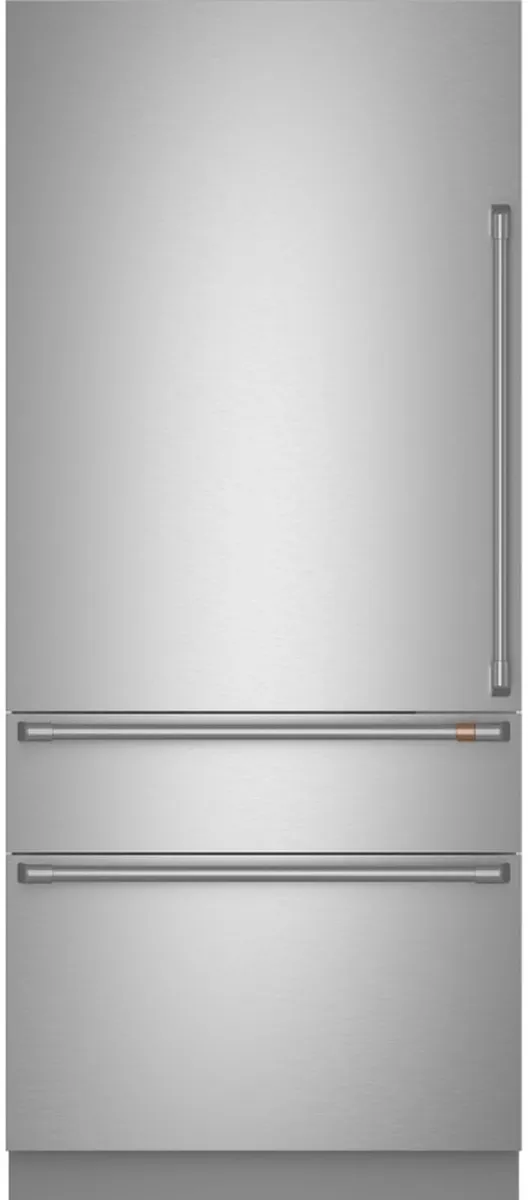 Front view of the Café CIC36RP2VS1 built-in bottom freezer refrigerator 