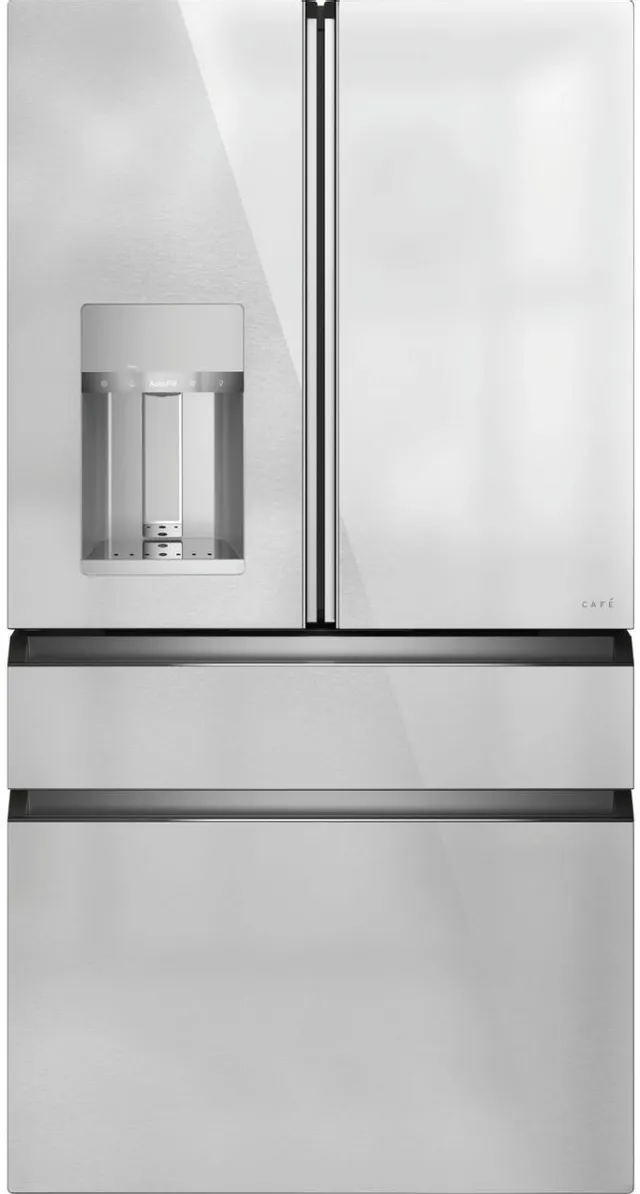 Front view of the Café CXE22DM5PS5 counter depth French door refrigerator 