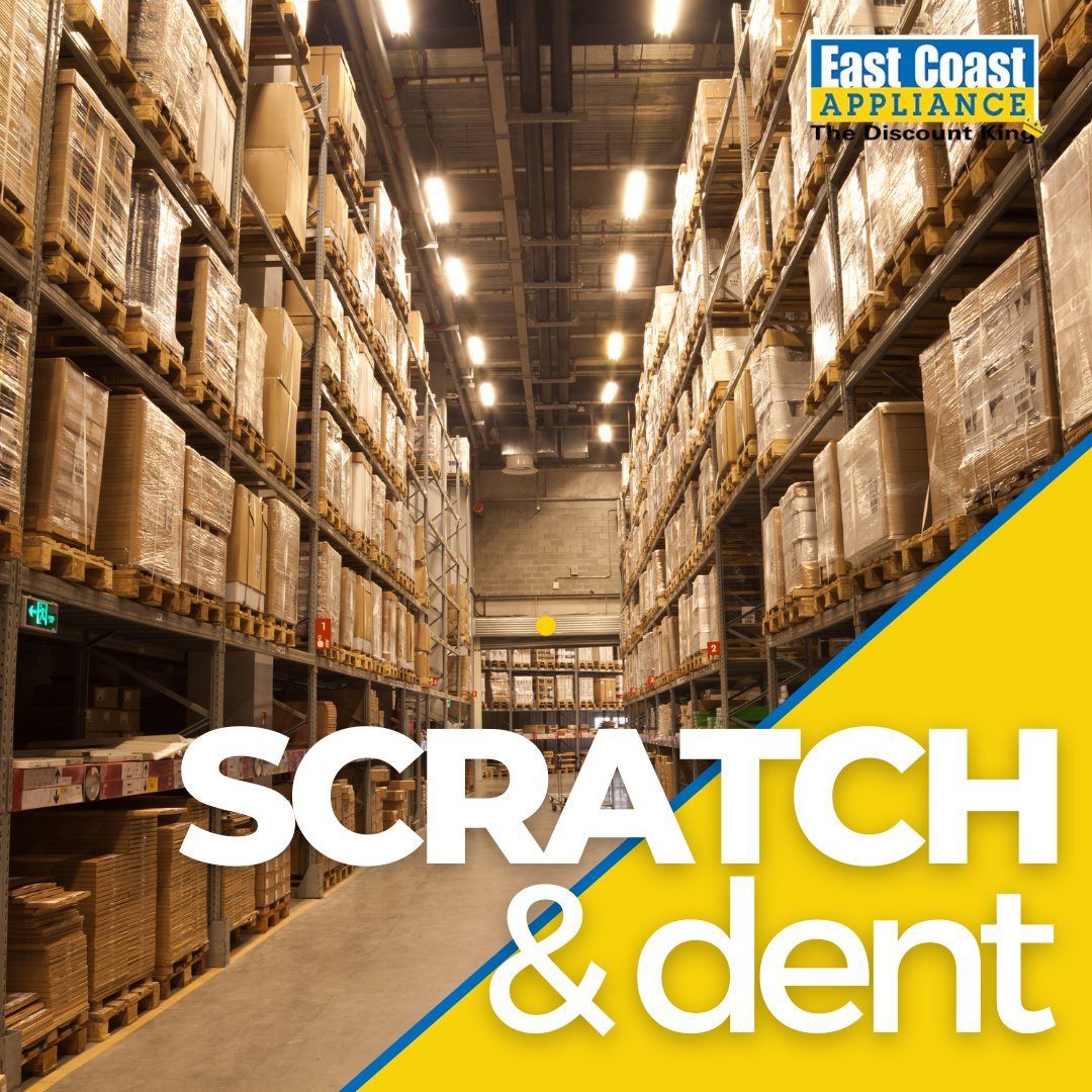 A graphic showing scratch and dent appliances from East Coast Appliance 