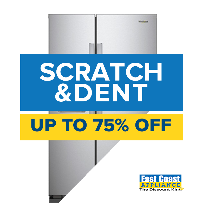 A graphic for scratch and dent appliances at East Coast Appliance